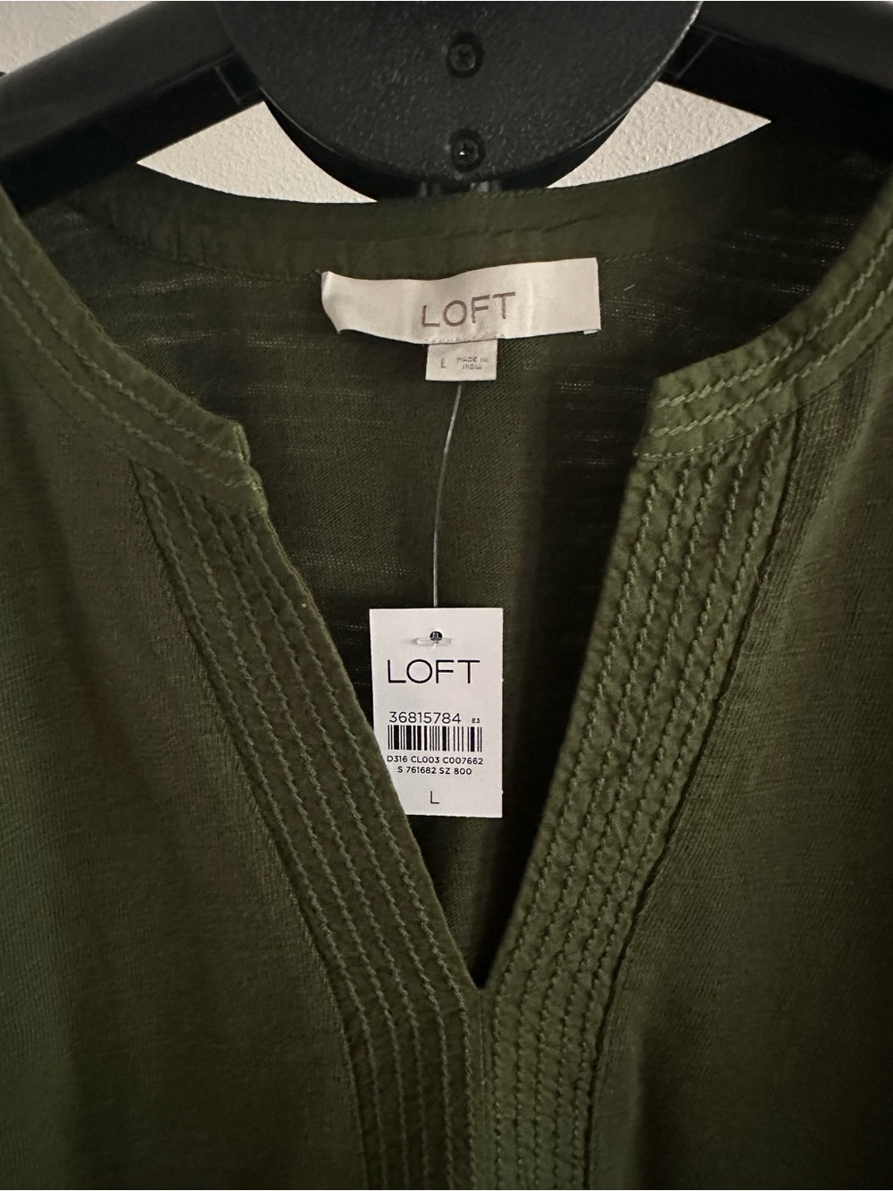LOFT Olive Green Short-Sleeve V-Notch Tunic - Picture 3 of 5